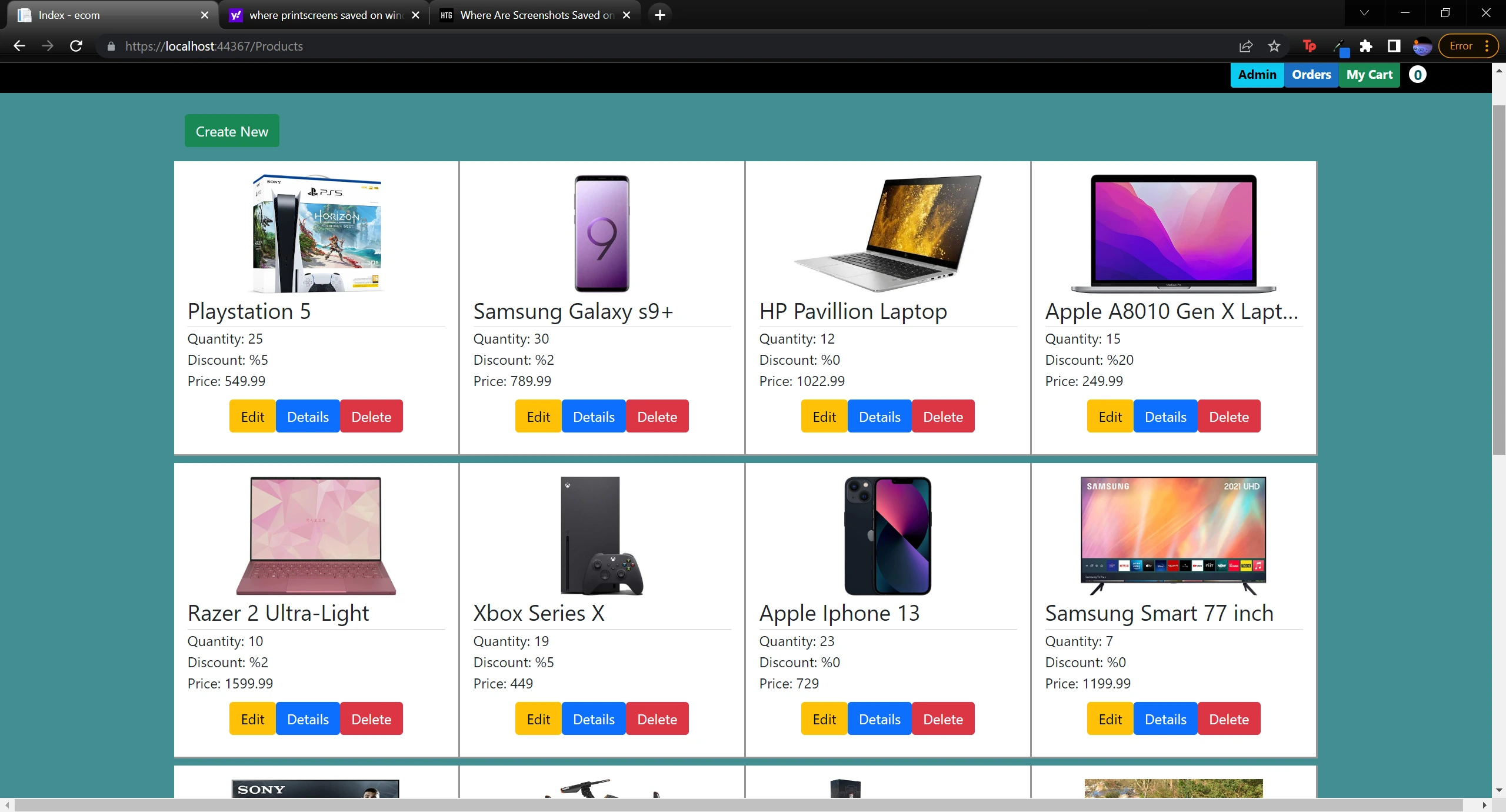 E Commerce Products CMS Page Preview Image